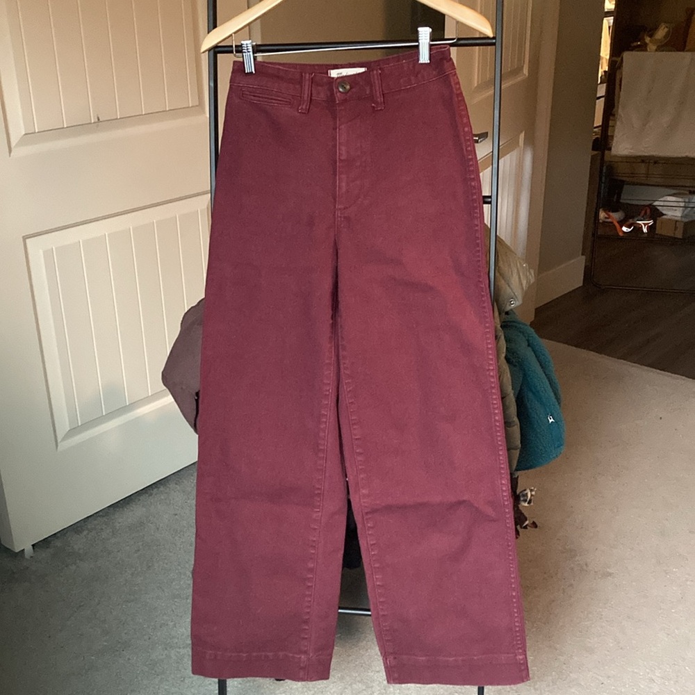 Madewell Full Length Slim Emmett Pants Womens Size 25 Dark Cabernet